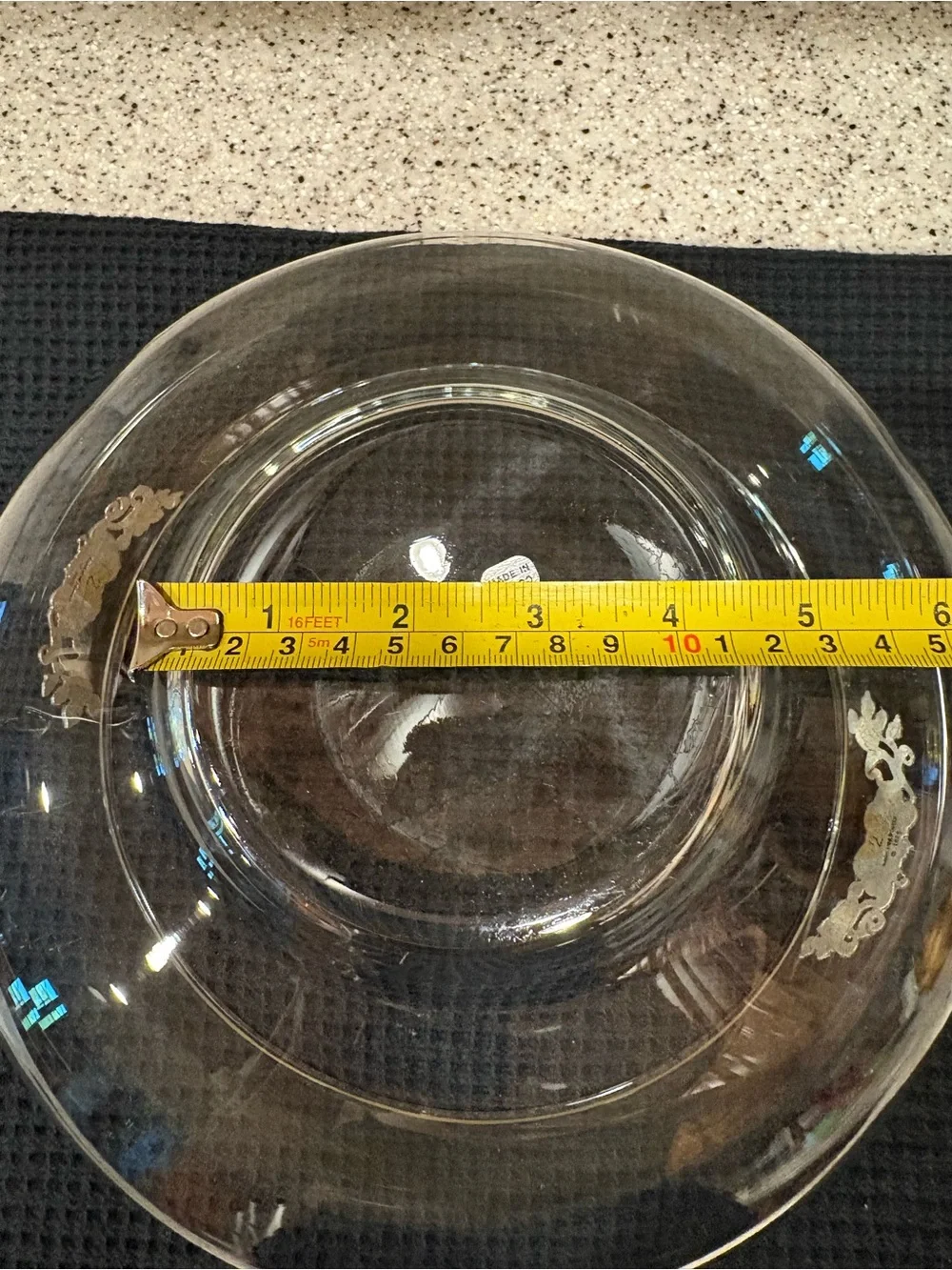 Clear Glass Decorative Bowl with Silver Accent